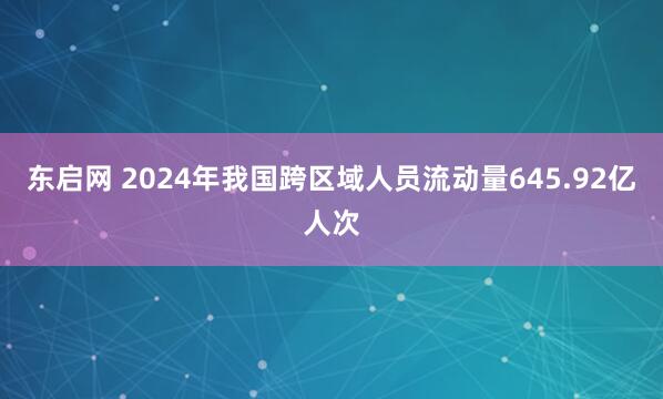 东启网 2024年我国跨区域人员流动量645.92亿人次