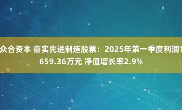 众合资本 嘉实先进制造股票：2025年第一季度利润1659.36万元 净值增长率2.9%